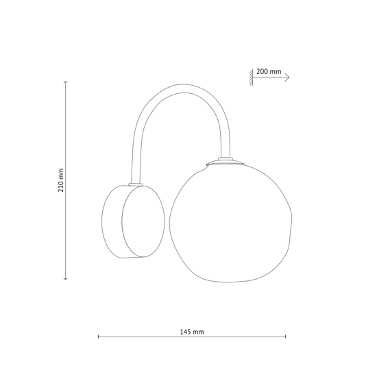 Applique da parete design tortora vetro sfera cognac